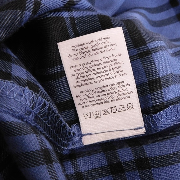 NWT!! WEWOREWHAT Boyfriend Shirt Plaid Navy Blue Collared Oversized Small Medium - Picture 14 of 15